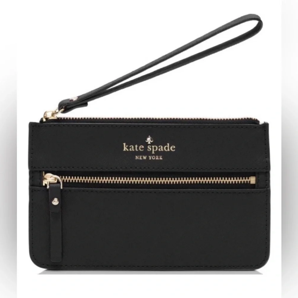 Kate Spade Bee Mika’s Pond Black Saffiano Leather Wristlet/Wallet - Picture 1 of 10